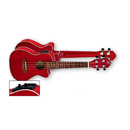 UKULELE CONCERT 4-STR.  ORTEGA FIRE RED, SATIN, DIE CAST
