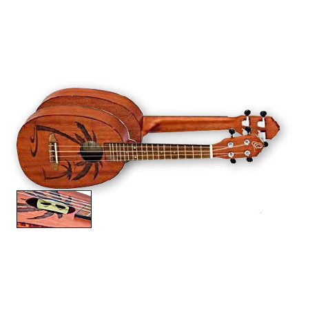 UKULELE PINAPPLE 4-STR. ORTEGA FULL MAHOGANY, SATIN, PALM TR.