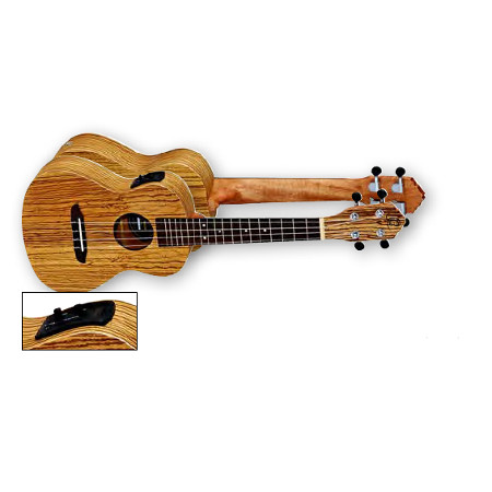 UKULELE CONCERT 4-STR.  ORTEGA ZEBRAWOOD,SATIN, TUNER, PREAMP