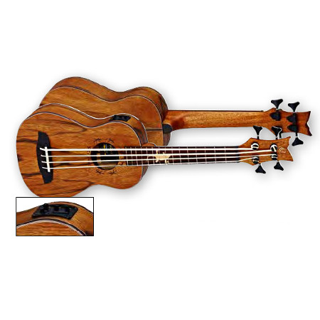 UKULELE BASS 4-STR.     ORTEGA LIZARD INLAYS, SATIN, PALDAO