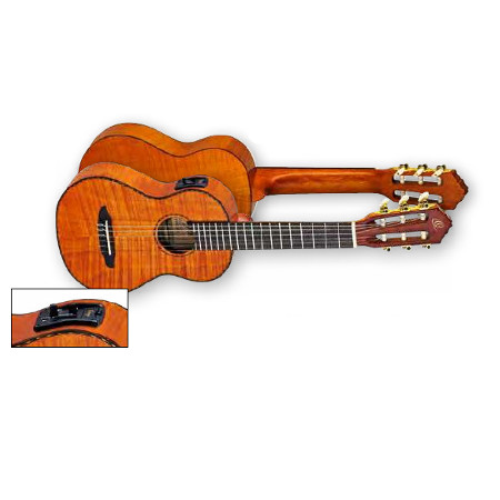 GUITARLELE 6-STR. W. PU ORTEGA FLAMED MAHOGANY, SOLID TOP