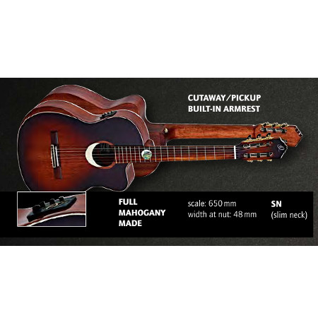 Húr,NYLON STRING GUITAR     ORTEGA MAHOGANY B & S, SOLID MH TOP