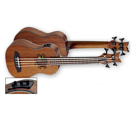 UKULELE BASS 4-STR.     ORTEGA STD MAHOG.LIZARD ROSETTE,SATIN