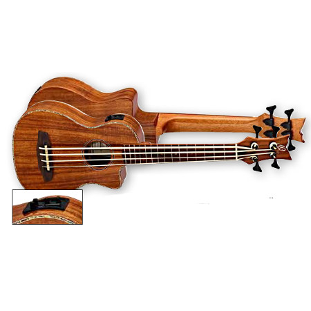 UKULELE BASS 4-STR.     ORTEGA FULL ACACIA, FRETTED, CUTAWAY