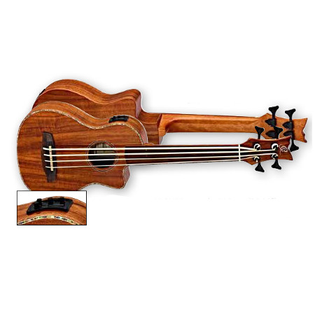 UKULELE BASS 4-STR.     ORTEGA FULL ACACIA, LINED FRETLESS,