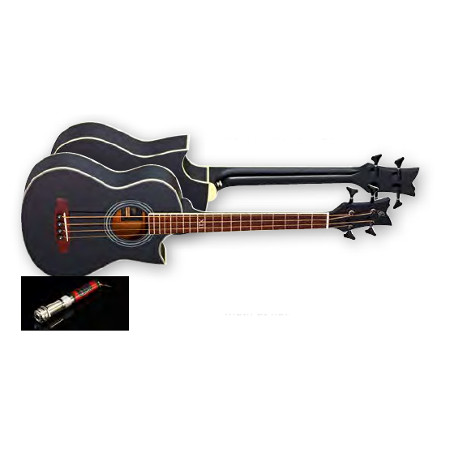 ACOUSTIC-SHORTS.BASS 4S.ORTEGA BLACK, B-BAND A1.2 PU-SYSTEM