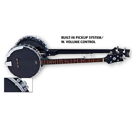 BANJO 5-STR.            ORTEGA OPEN BACK, SEMI SATIN BLACK