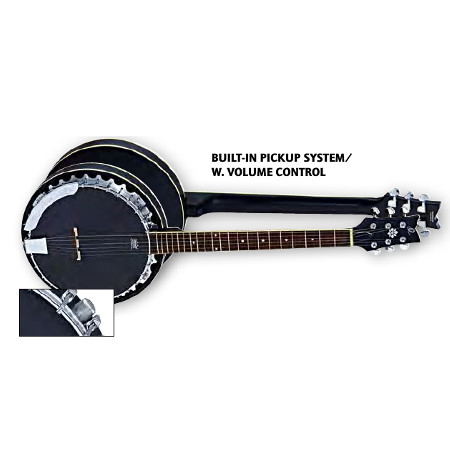 BANJO 6-STR.            ORTEGA SEMI SATIN BLACK, INCL. PU