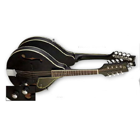 MANDOLIN A-STYLE 8-STR. #RTEGA SATIN BLACK, WITH PIEZO PICKUP