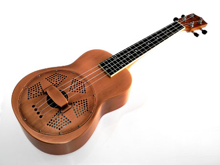 Koki'o resonator brass champagne tenor Ukulele w/hardshellcase