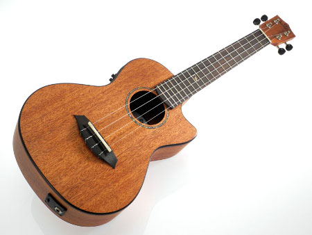 Koki'o solid top mahogany cutaway EQ tenor Ukulele w/bag