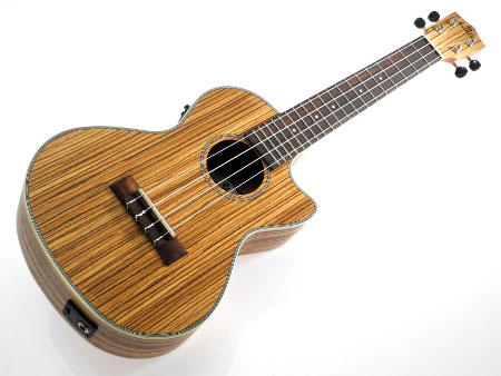 Koki'o zebrawood cutway EQ tenor Ukulele w/bag