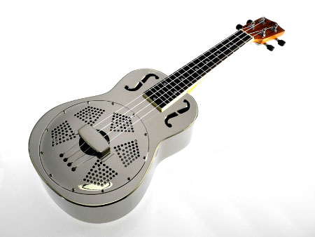 Koki'o resonator brass chrome concert Ukulele w/hardshellcase