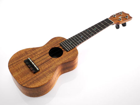 Solid Hawaiian Curly Koa Soprano Ukulele Satin