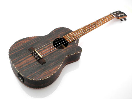 Koki'o ebony cutaway EQ baritone Ukulele w/bag