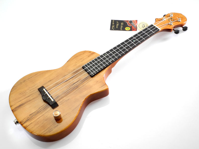 Honu Electric Ukulele Spalted Maple Top Nat. Maho Semi w/bag
