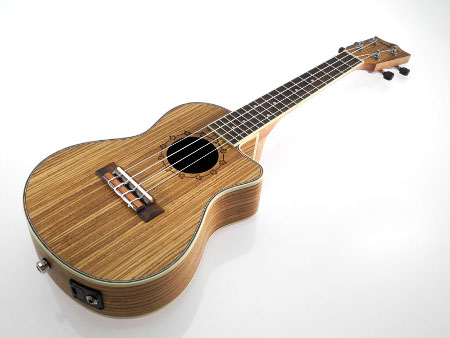 Koki'o zebrawood cutaway EQ concert Ukulele w/bag