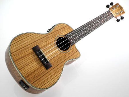 Koki'o zebrawood cutaway EQ concert Ukulele w/bag