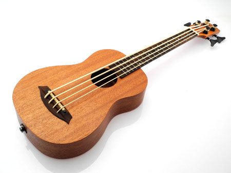 Koki'o mahogany EQ fretted bass Ukulele w/lightcase