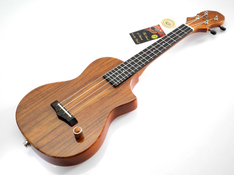 Honu Electric Ukulele Acacia Top Natural Maho Semi w/bag