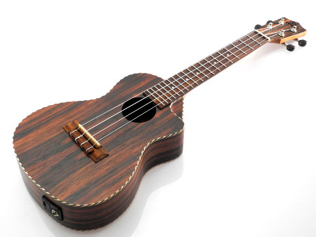 Koki'o ebony cutaway EQ concert Ukulele w/bag