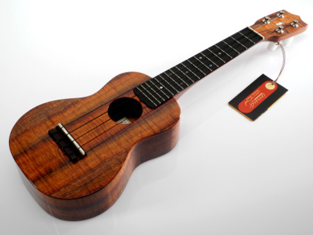 Solid Hawaiian Master Grade Curly Koa Soprano Ukulele Gloss