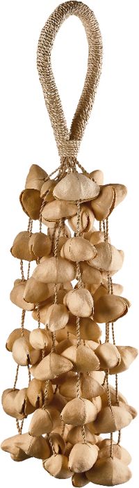 Tobillera on ribbon, 75 nutshells, L 30cm