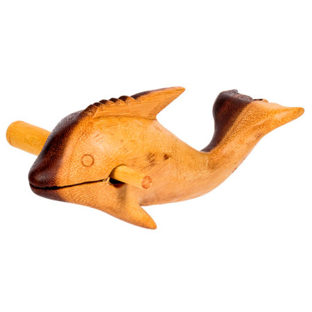 Afroton Dolphin, guiro with extra sound effect, wood, L 18cm