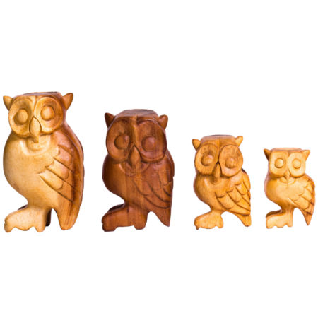 Afroton Owl flutes, Set of four, 7cm, 10cm, 12cm, 15cm