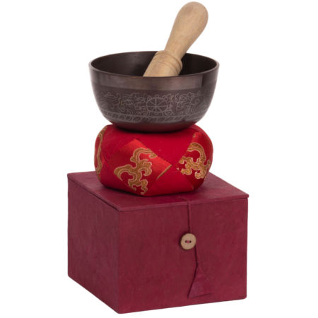 Afroton Singing Bowl, brown, ornamented, gift set, Ø 11cm