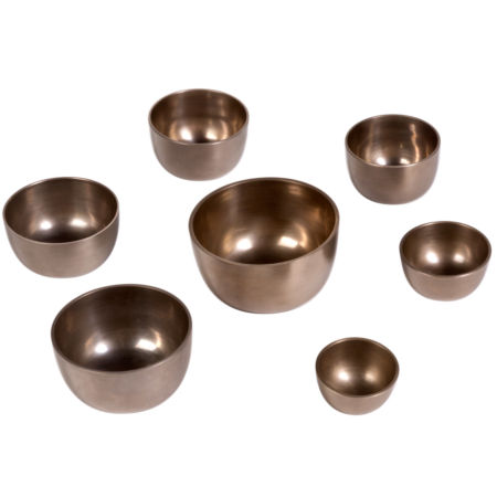 Afroton Chakraset, 7 bowls, cast metal, Ø 7-13cm, including 1 mallet