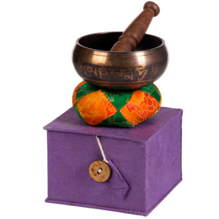Afroton Singing bowl, brown, ornamented, gift set, Ø 8cm