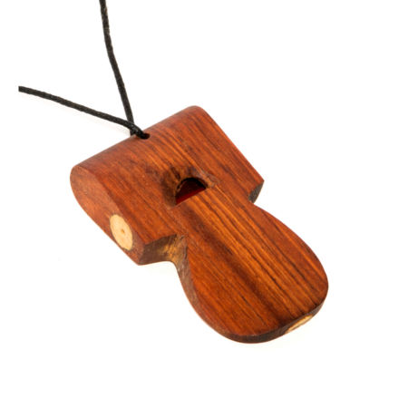 Afroton Apito 3-tone whistle, wood, handcarved, on string, c. 8 x 4cm                          